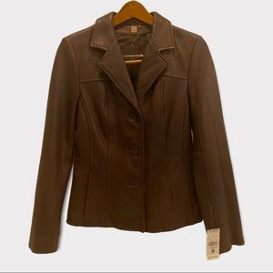 NWT- Wilson leather handcrafted contemporary chocolate leather blazer